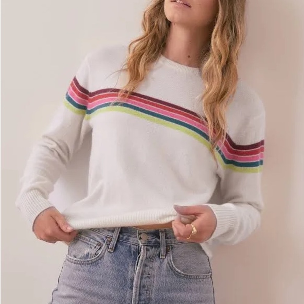 NWT Marine Layer 100% Cashmere Harper Sweater in Multi Stripe, XS - Picture 3 of 16